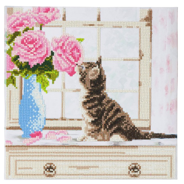 Kit broderie diamant 30x30cm, Chaton, visuel final de face 